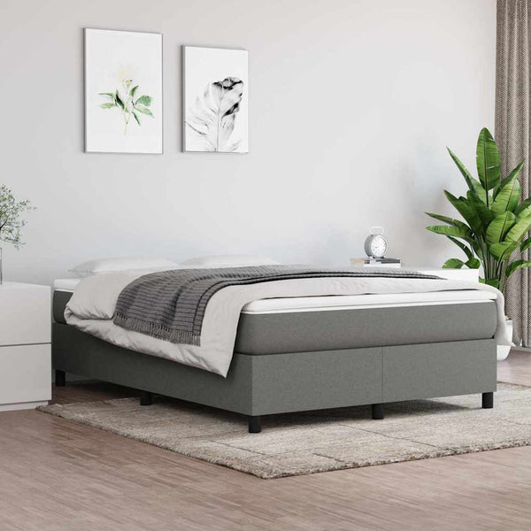 Vidaxl Box Spring Bed With Mattress Dark Grey 153X203 Cm Queen Size Fabric Queen Bed Frames