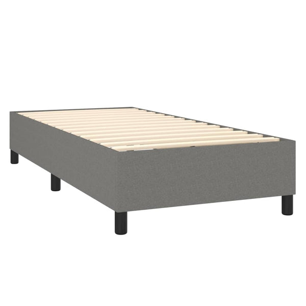 Box Spring Bed With Mattress Dark Grey 106X203 Cm King Single Size Fabric King Single Bed Frames