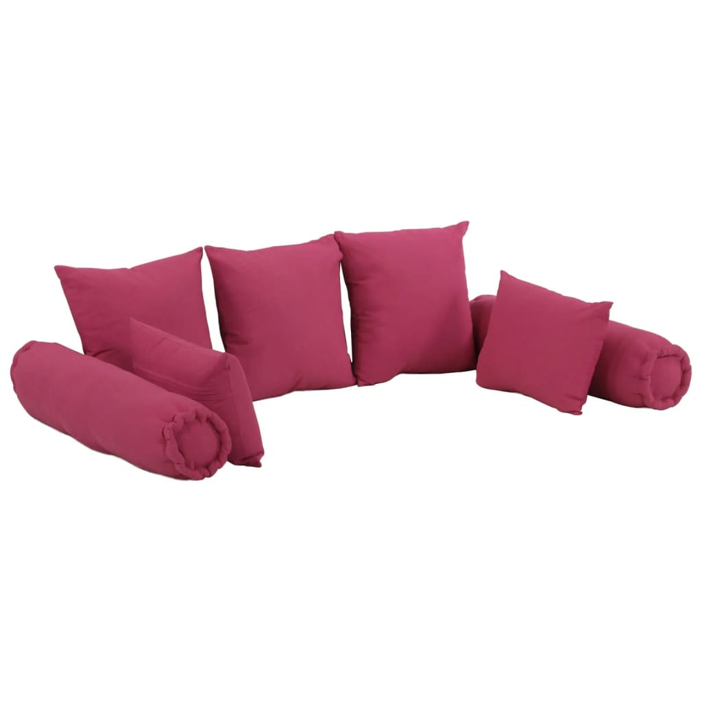 7 Piece Throw Pillow Set Pink Fabric Cushions & Decorative Pillows