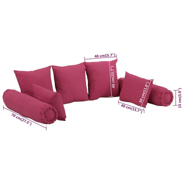 7 Piece Throw Pillow Set Pink Fabric Cushions & Decorative Pillows