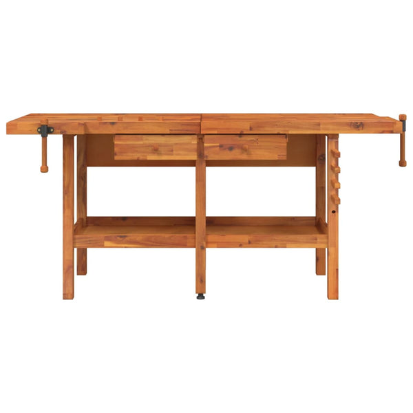 Workbench With Drawers And Vices 192X62x83 Cm Solid Wood Acacia Work Benches