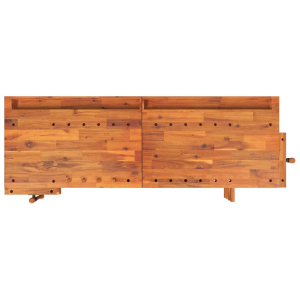 Workbench With Drawers And Vices 192X62x83 Cm Solid Wood Acacia Work Benches
