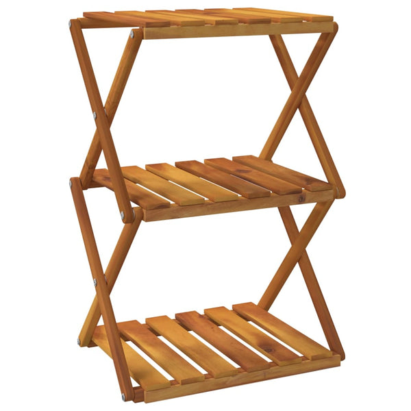 3 Tier Folding Shelf Brown 43X31x63 Cm Solid Wood Acacia Bookshelves