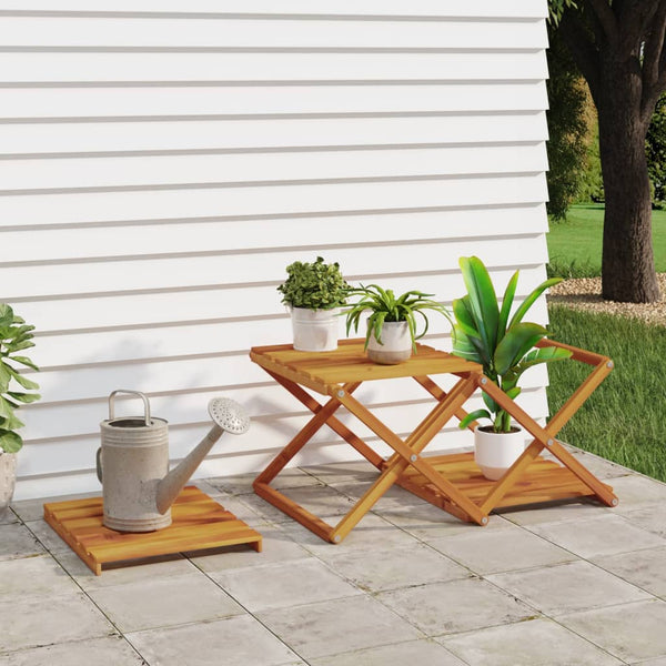 3 Tier Folding Shelf Brown 43X31x63 Cm Solid Wood Acacia Bookshelves