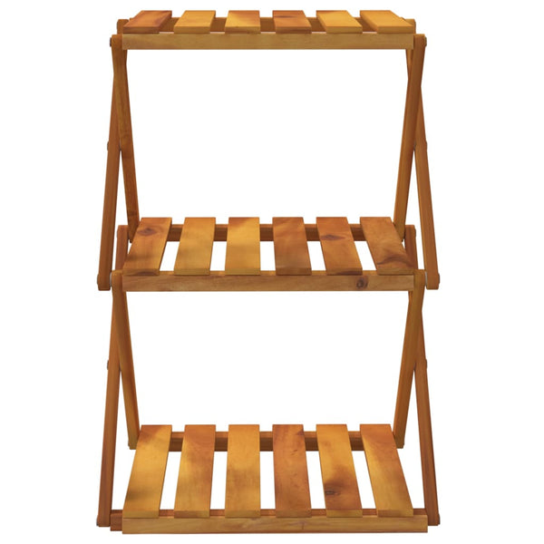 3 Tier Folding Shelf Brown 43X31x63 Cm Solid Wood Acacia Bookshelves