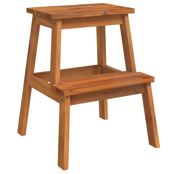 2 Step Stool 40X38x50 Cm Solid Wood Acacia Benches Bar Stools