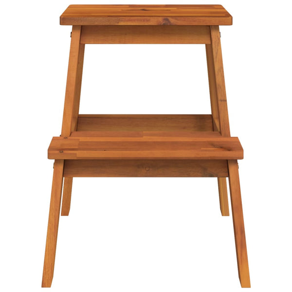 2 Step Stool 40X38x50 Cm Solid Wood Acacia Benches Bar Stools