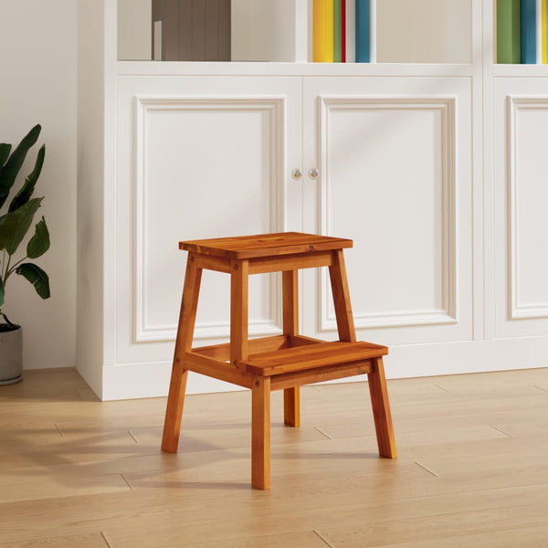 2 Step Stool 40X38x50 Cm Solid Wood Acacia Benches Bar Stools