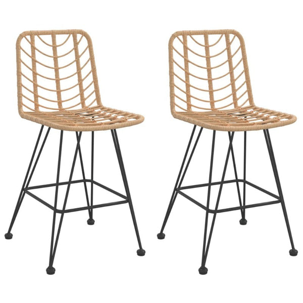 Vidaxl Bar Stools 2 Pcs 45X56x103.5 Cm Pe Rattan And Steel Benches Bar Stools