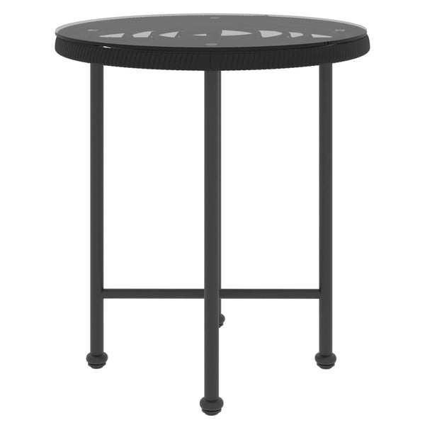 Dining Table Black 50Cm Tempered Glass Steel Patio Bistro Dining Tables