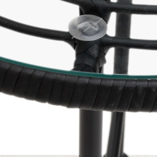 Dining Table Black 50Cm Tempered Glass Steel Patio Bistro Dining Tables