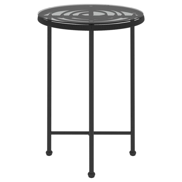 Dining Table Black Tempered Glass Steel Outdoor Bistro Round 55Cm Dining Tables