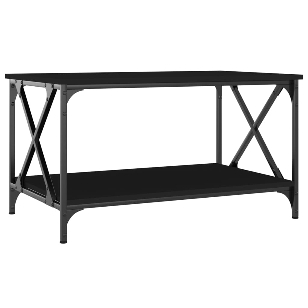 Coffee Table Black 80X50x45 Cm Engineered Wood And Iron Coffee Tables