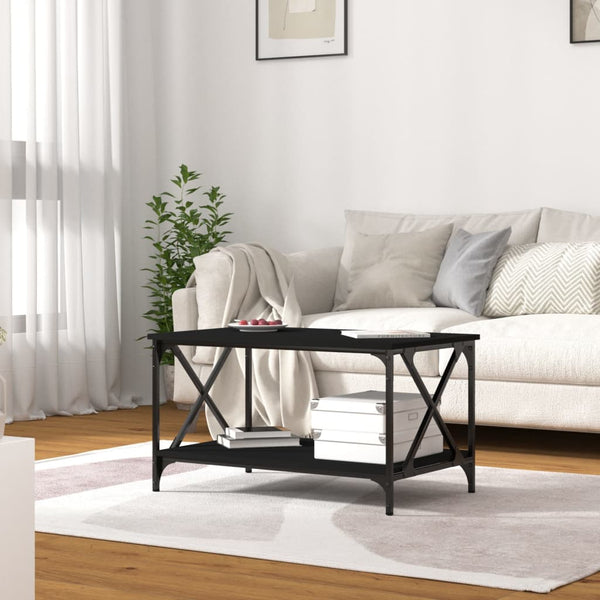 Coffee Table Black 80X50x45 Cm Engineered Wood And Iron Coffee Tables
