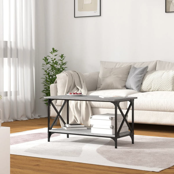 Coffee Table Grey Sonoma 80X45x45 Cm Engineered Wood And Iron Coffee Tables