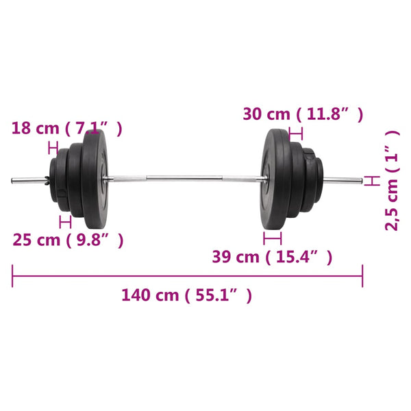 Barbell With Plates 60 Kg Barbells & Attachments