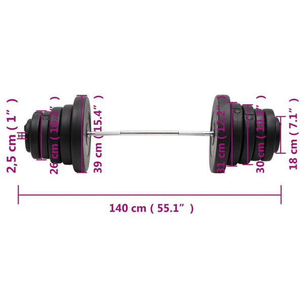 Barbells & Attachments Barbell With Plates 90 Kg
