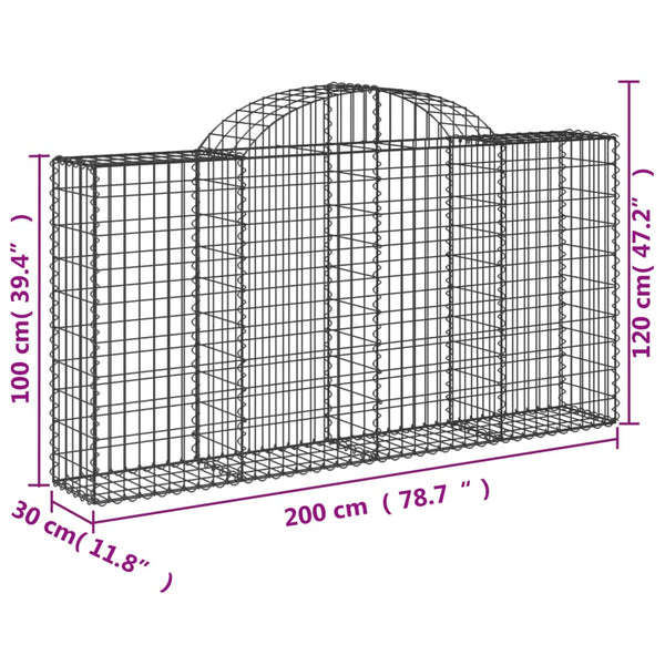 Arched 2 Pcs 200X30x100/120 Cm Galvanized Iron Gabion Baskets