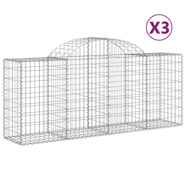 Arched 3 Pcs 200X50x80/100 Cm Galvanized Iron Gabion Baskets