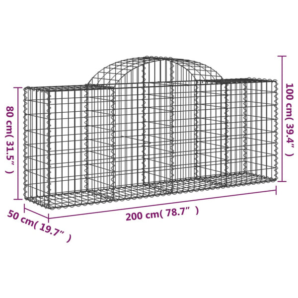 Arched 3 Pcs 200X50x80/100 Cm Galvanized Iron Gabion Baskets