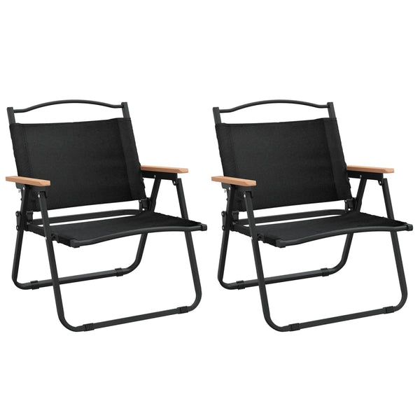 2 Pcs Black 54X43x59 Cm Oxford Fabric Camping Chairs