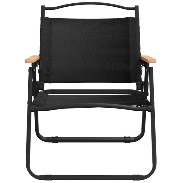2 Pcs Black 54X43x59 Cm Oxford Fabric Camping Chairs