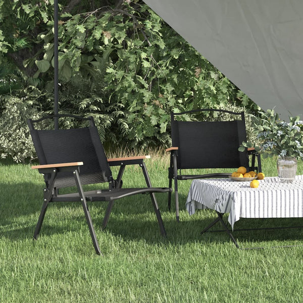 2 Pcs Black 54X43x59 Cm Oxford Fabric Camping Chairs