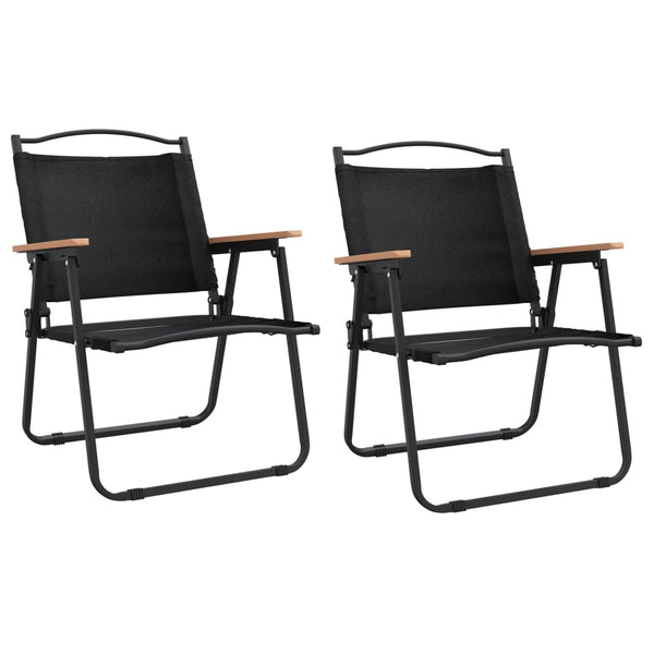 2 Pcs Black 54X55x78 Cm Oxford Fabric Camping Chairs
