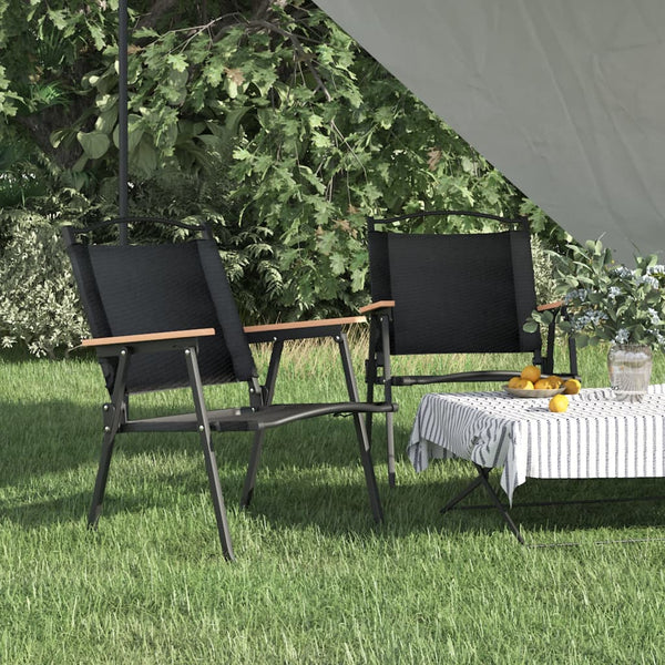 2 Pcs Black 54X55x78 Cm Oxford Fabric Camping Chairs