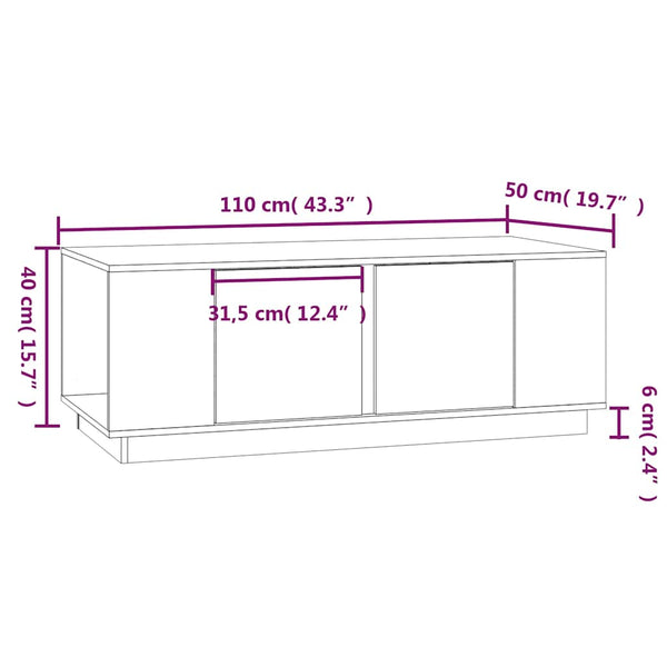 Vidaxl Coffee Table 110X50x40 Cm Solid Wood Pine Coffee Tables