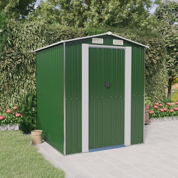Garden Shed Green 192X191x223 Cm Galvanised Steel Sheds Summerhouses Carports