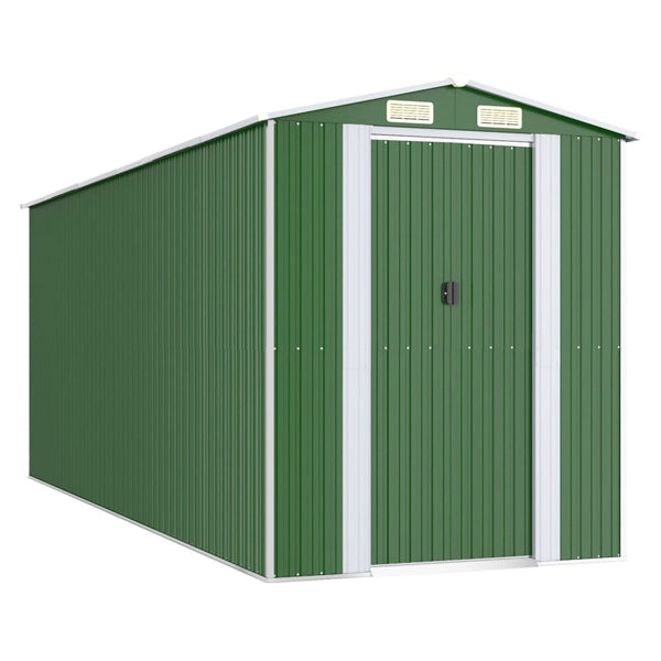 Garden Shed Green 192X523x223 Cm Galvanised Steel Sheds Summerhouses Carports