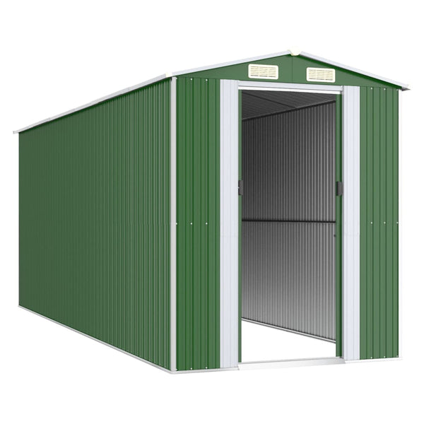 Garden Shed Green 192X523x223 Cm Galvanised Steel Sheds Summerhouses Carports