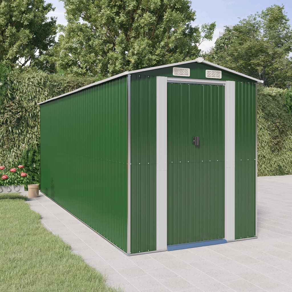 Garden Shed Green 192X523x223 Cm Galvanised Steel Sheds Summerhouses Carports