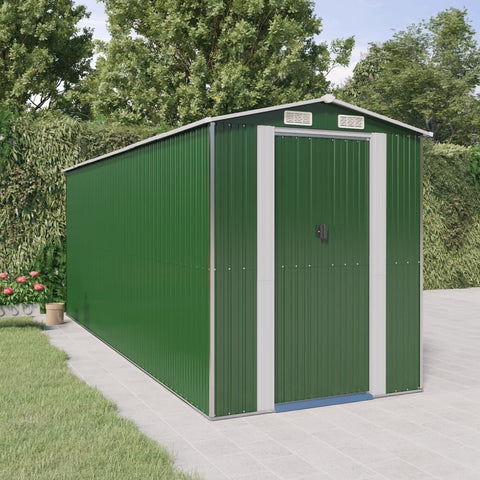 Garden Shed Green 192X523x223 Cm Galvanised Steel Sheds Summerhouses Carports