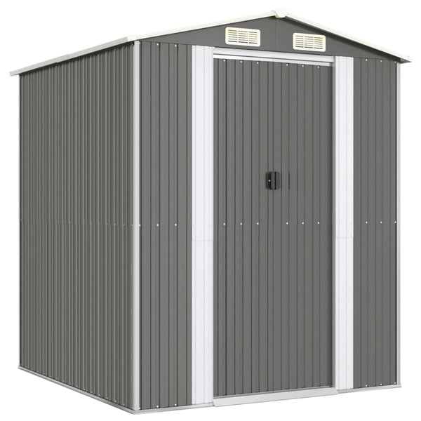 Garden Shed Light Grey 192X191x223 Cm Galvanised Steel Sheds Summerhouses Carports