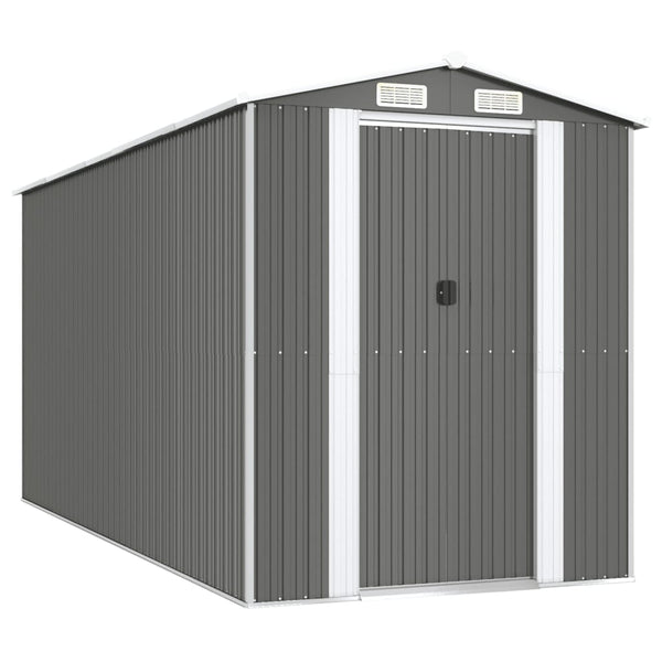 Garden Shed Light Grey 192X440x223 Cm Galvanised Steel Sheds Summerhouses Carports