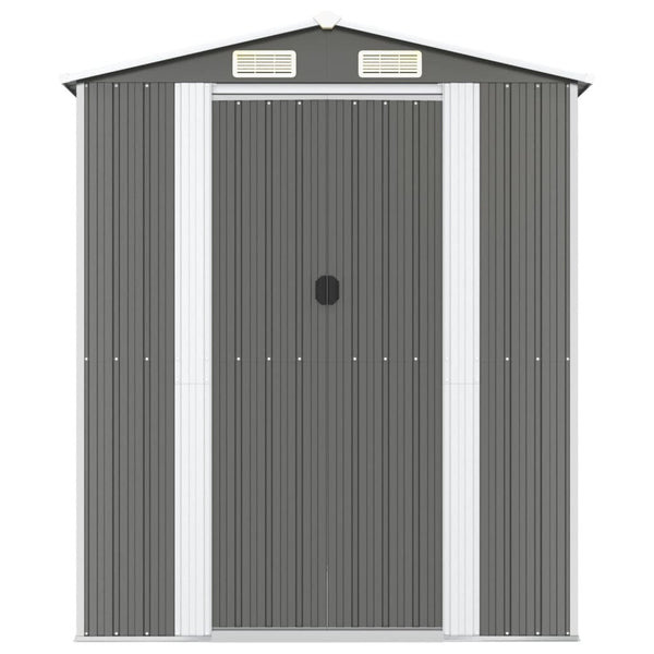 Garden Shed Light Grey 192X440x223 Cm Galvanised Steel Sheds Summerhouses Carports