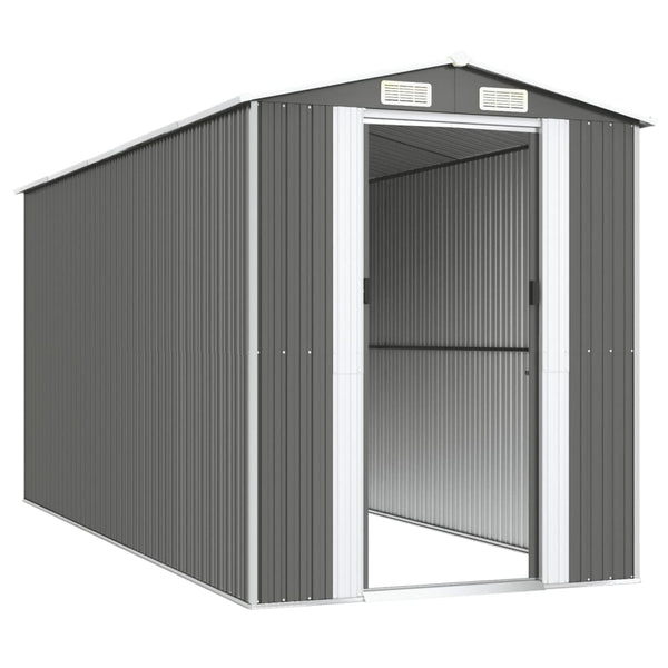 Garden Shed Light Grey 192X440x223 Cm Galvanised Steel Sheds Summerhouses Carports