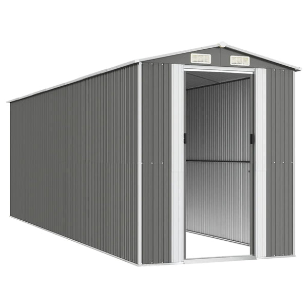 Garden Shed Light Grey 192X606x223 Cm Galvanised Steel Sheds Summerhouses Carports