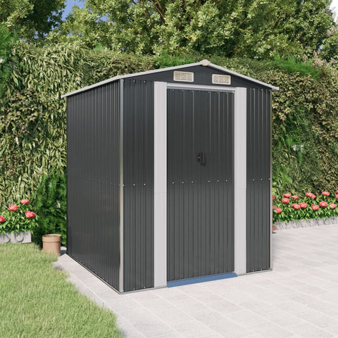 Garden Shed Anthracite 192X191x223 Cm Galvanised Steel Sheds Summerhouses Carports