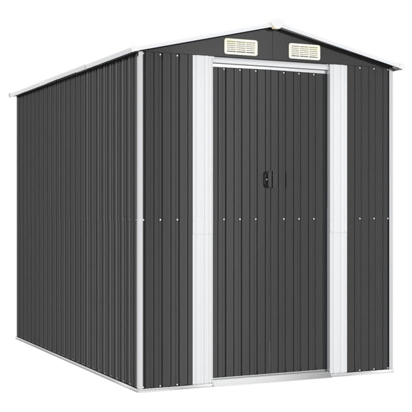 Garden Shed Anthracite 192X274x223 Cm Galvanised Steel Sheds Summerhouses Carports