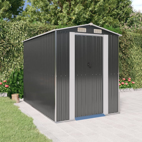 Garden Shed Anthracite 192X274x223 Cm Galvanised Steel Sheds Summerhouses Carports