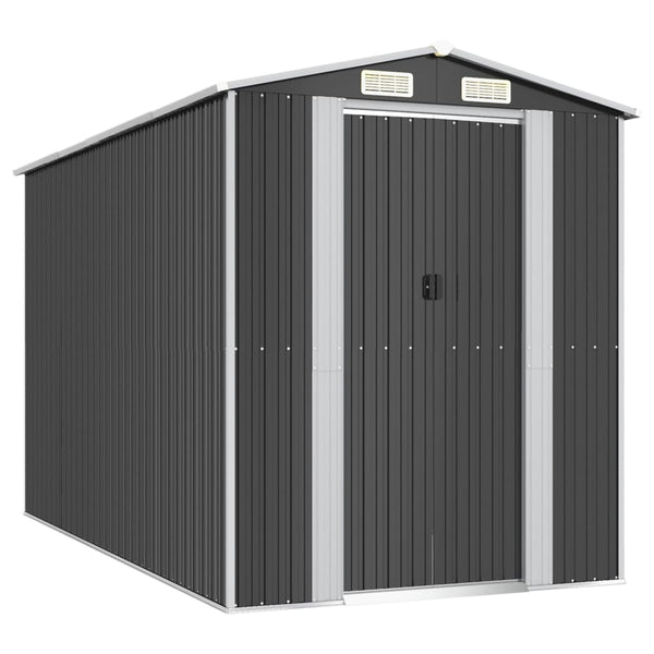Garden Shed Anthracite 192X357x223 Cm Galvanised Steel Sheds Summerhouses Carports