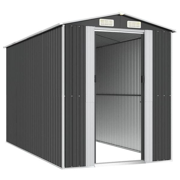 Garden Shed Anthracite 192X357x223 Cm Galvanised Steel Sheds Summerhouses Carports