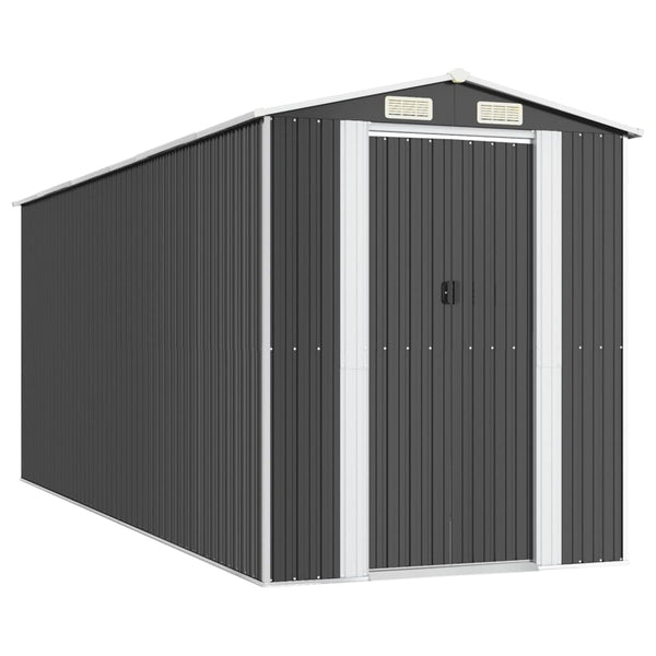 Garden Shed Anthracite 192X523x223 Cm Galvanised Steel Sheds Summerhouses Carports
