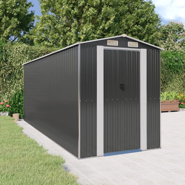 Garden Shed Anthracite 192X523x223 Cm Galvanised Steel Sheds Summerhouses Carports