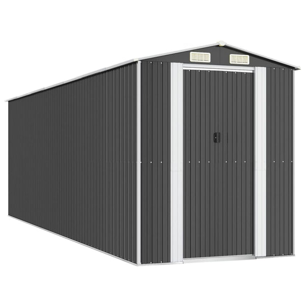 Garden Shed Anthracite 192X606x223 Cm Galvanised Steel Sheds Summerhouses Carports