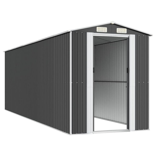 Garden Shed Anthracite 192X606x223 Cm Galvanised Steel Sheds Summerhouses Carports