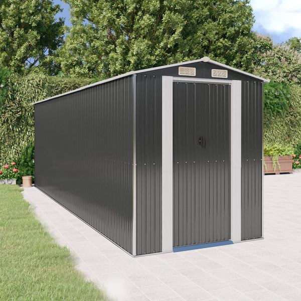 Garden Shed Anthracite 192X606x223 Cm Galvanised Steel Sheds Summerhouses Carports